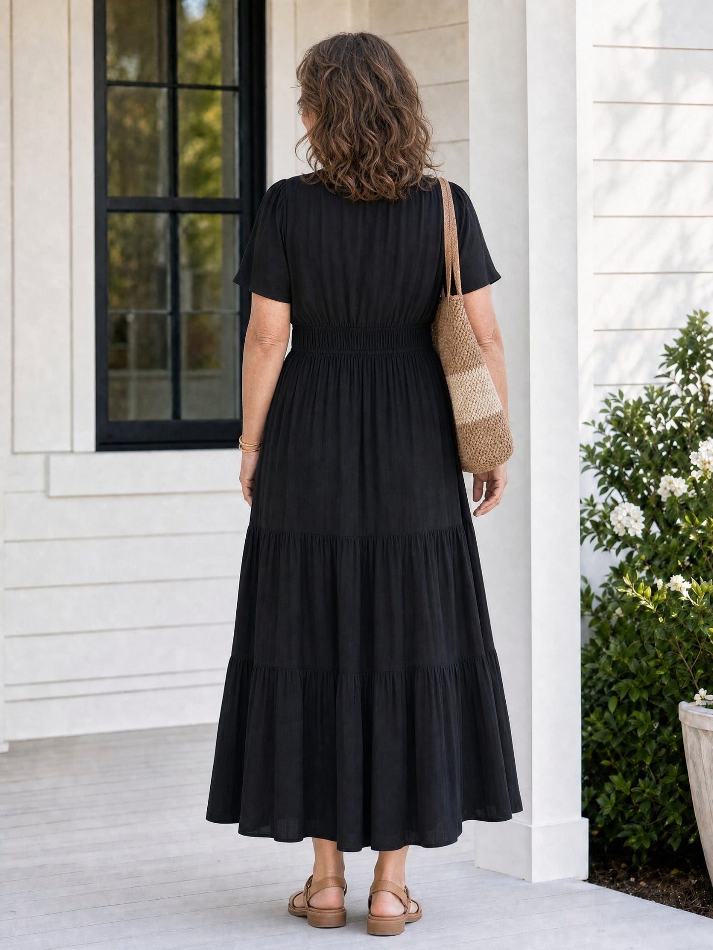 Delphine | Women's Tiered Shirred Waist Maxi Dress