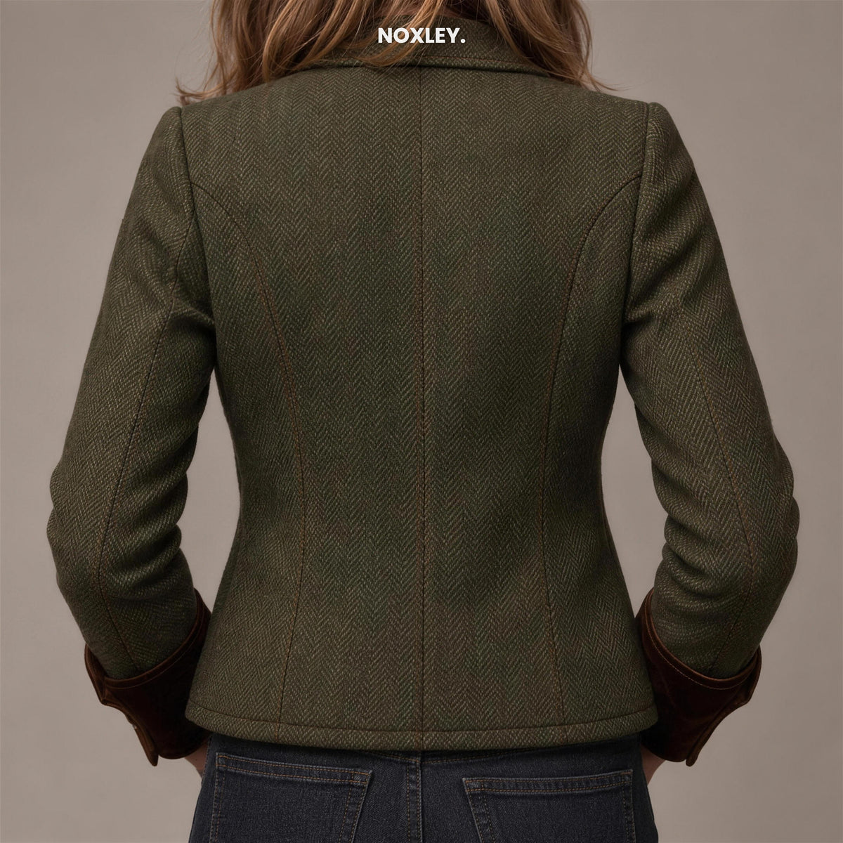 Beatrice Women's Herringbone Tailored Jacket - Olive