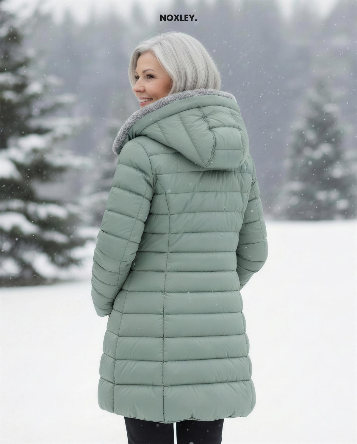 Philippa Women's Fleece-Lined Longline Padded Coat - Sage Green