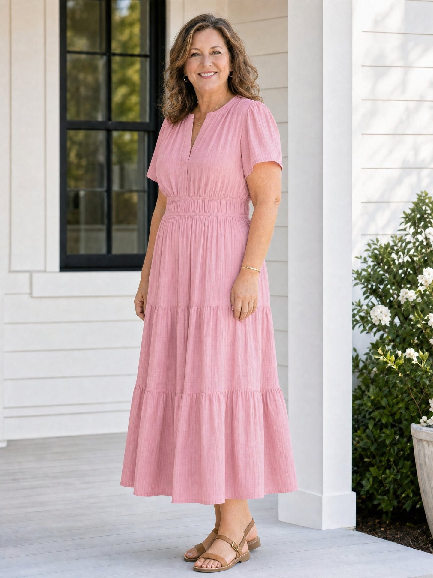 Delphine | Women's Tiered Shirred Waist Maxi Dress