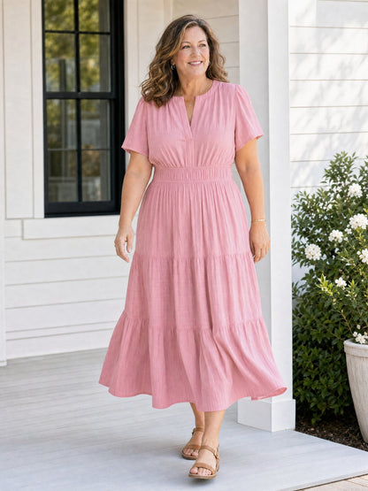 Delphine | Women's Tiered Shirred Waist Maxi Dress