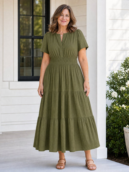 Delphine | Women's Tiered Shirred Waist Maxi Dress