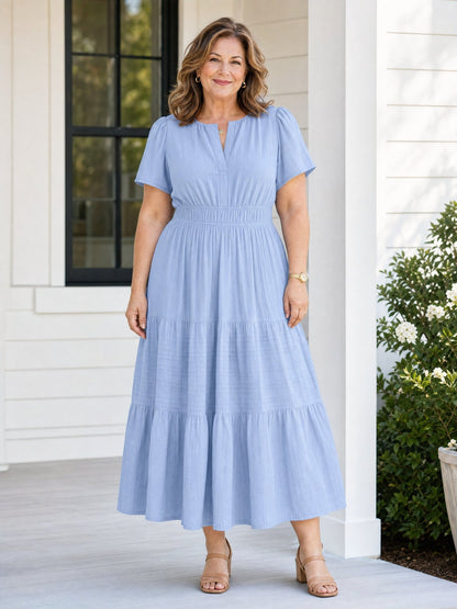 Delphine | Women's Tiered Shirred Waist Maxi Dress