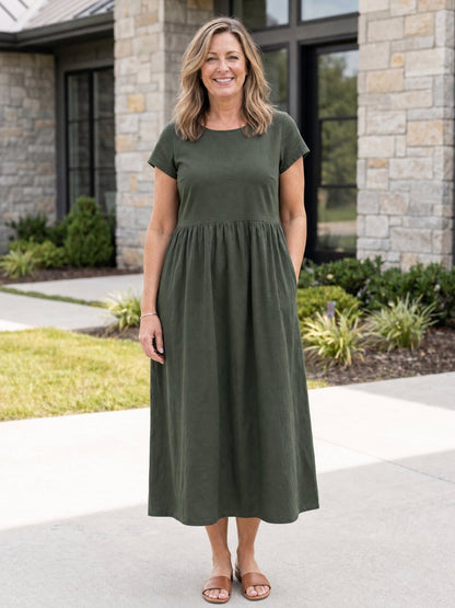 Tessa | Women's Relaxed Midi Dress with Pockets