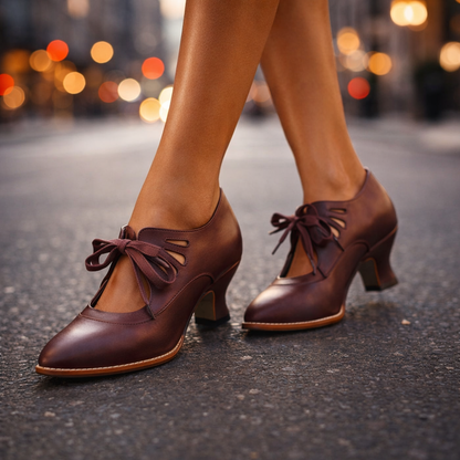 Cecily | Women's Leather-Look Lace-Up Heels