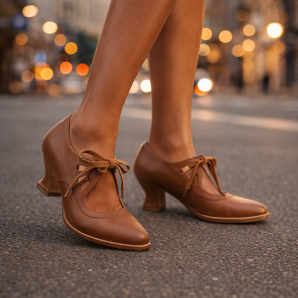 Cecily | Women's Leather-Look Lace-Up Heels