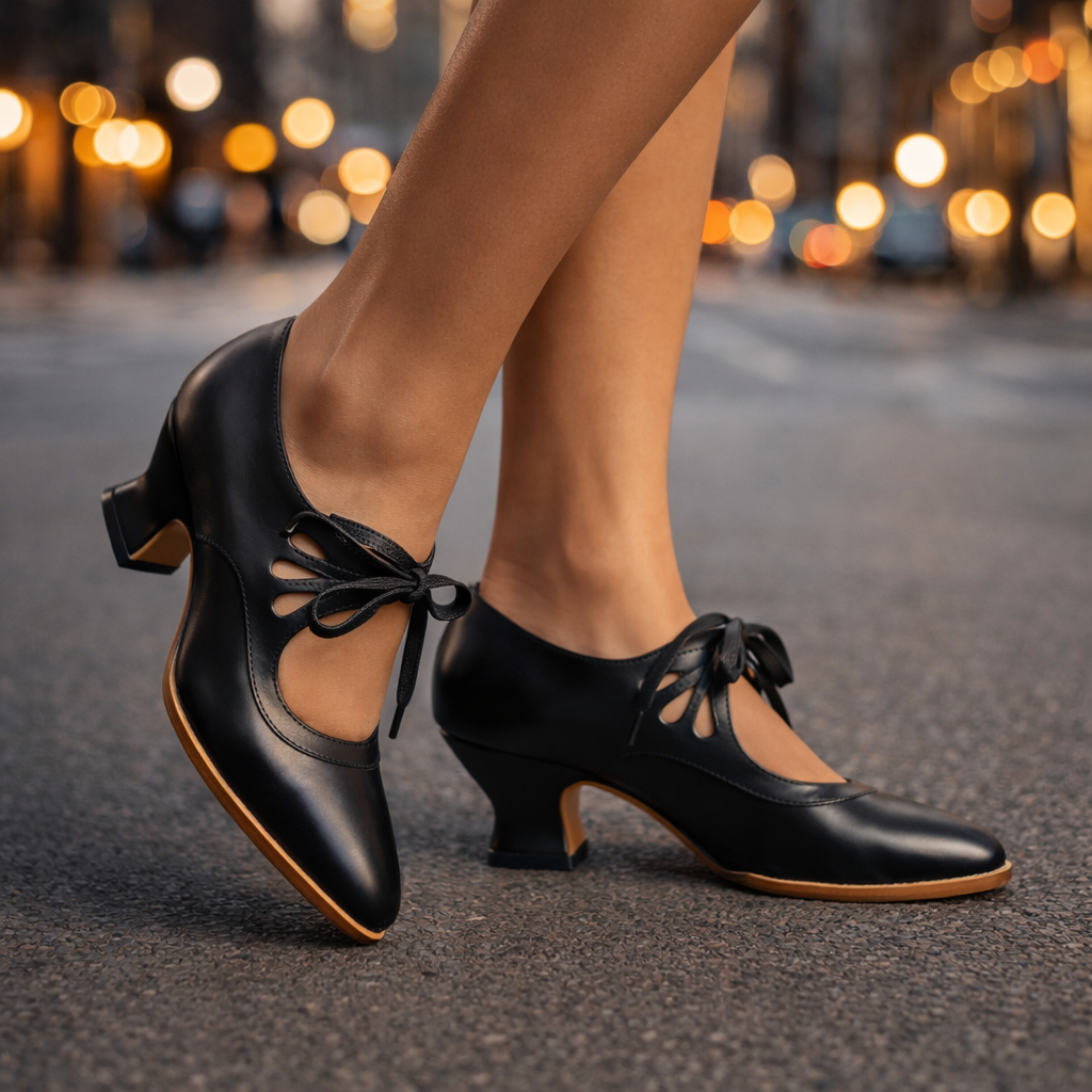 Cecily | Women's Leather-Look Lace-Up Heels