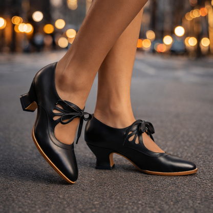 Cecily | Women's Leather-Look Lace-Up Heels