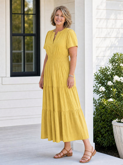 Delphine | Women's Tiered Shirred Waist Maxi Dress