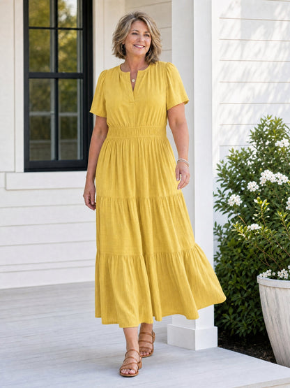 Delphine | Women's Tiered Shirred Waist Maxi Dress
