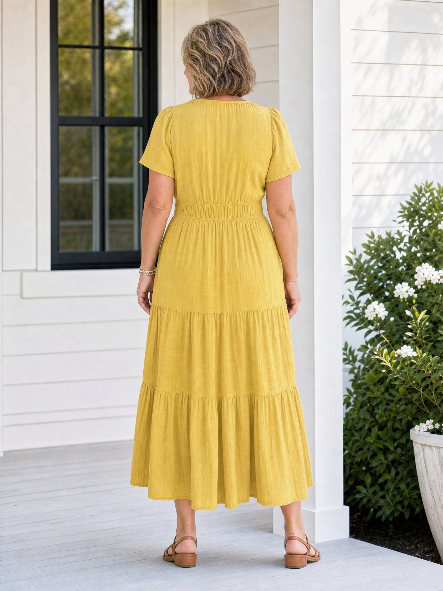 Delphine | Women's Tiered Shirred Waist Maxi Dress