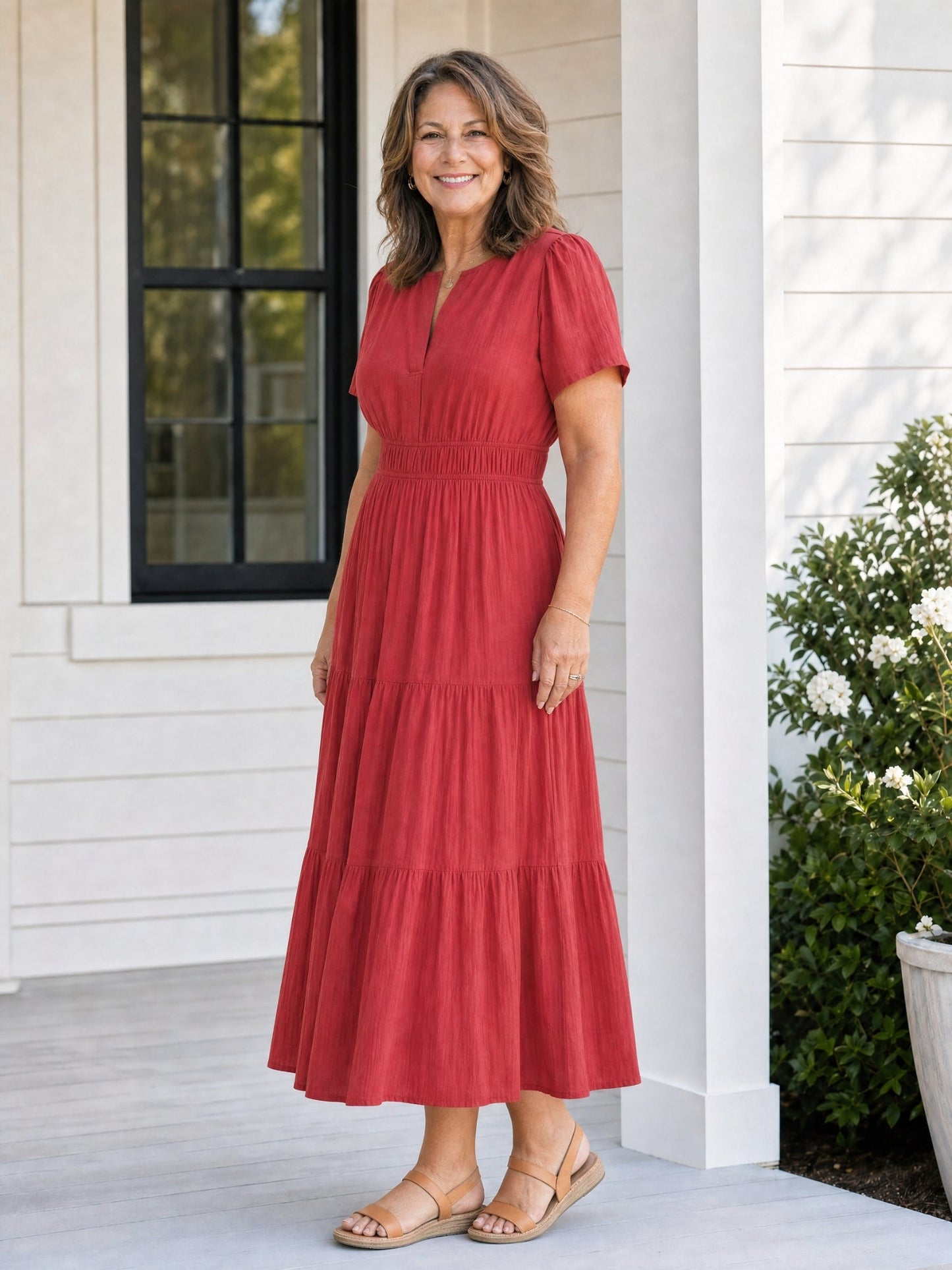 Delphine | Women's Tiered Shirred Waist Maxi Dress