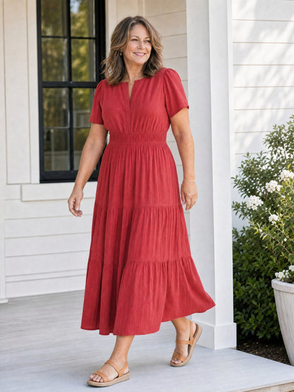 Delphine | Women's Tiered Shirred Waist Maxi Dress