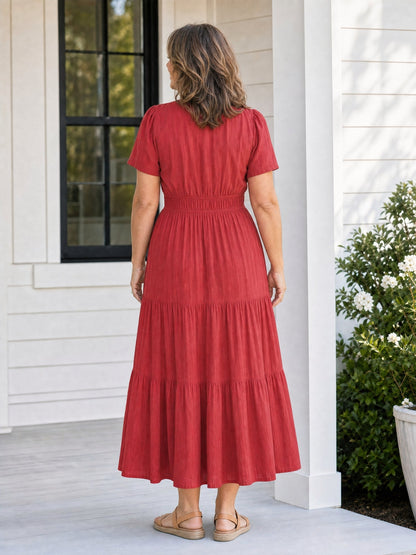 Delphine | Women's Tiered Shirred Waist Maxi Dress