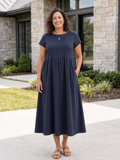 Tessa | Women's Relaxed Midi Dress with Pockets