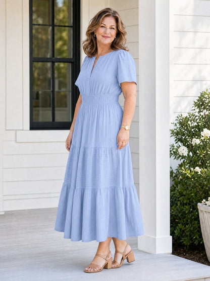 Delphine | Women's Tiered Shirred Waist Maxi Dress