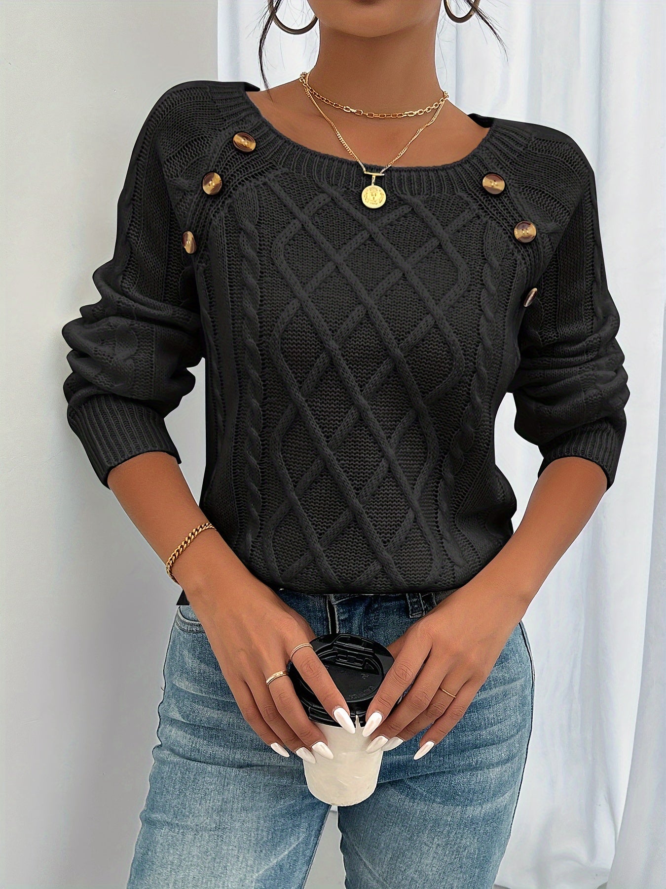 Colette | Women's Textured Button Jumper