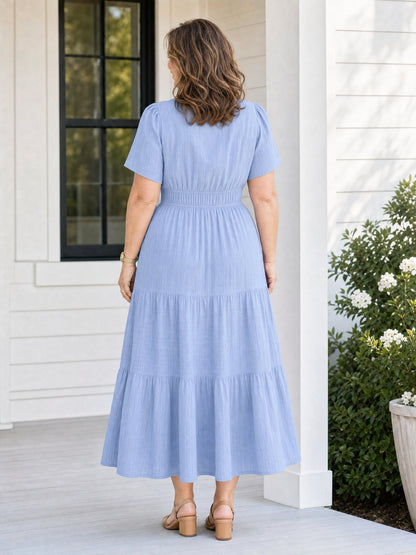 Delphine | Women's Tiered Shirred Waist Maxi Dress