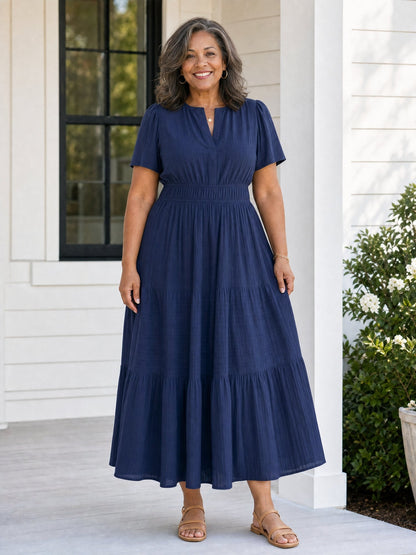 Delphine | Women's Tiered Shirred Waist Maxi Dress