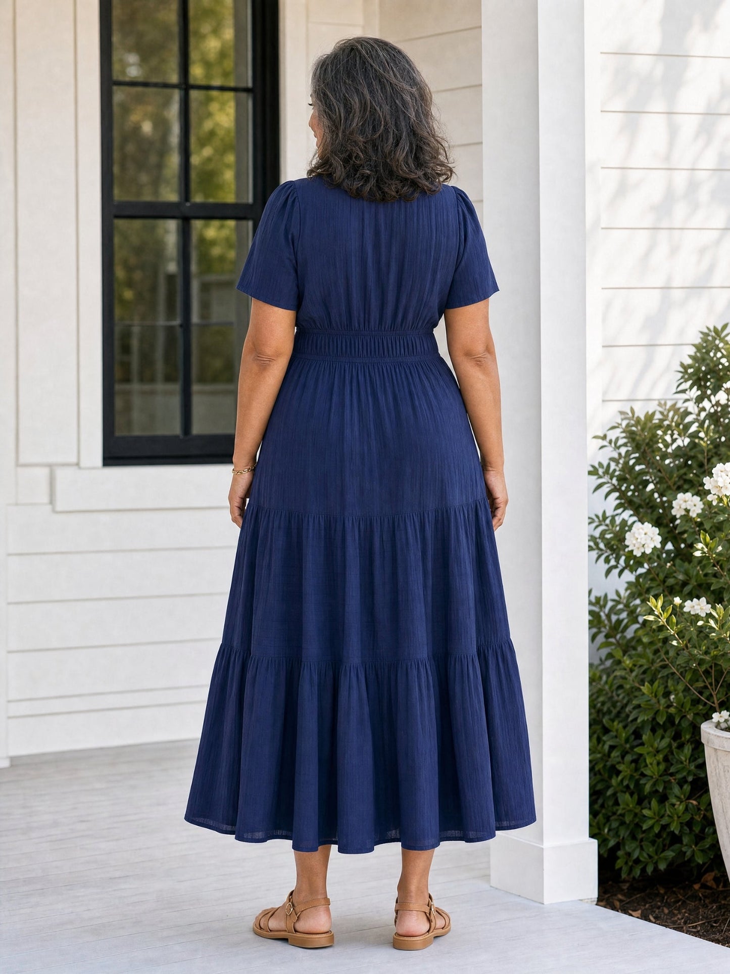Delphine | Women's Tiered Shirred Waist Maxi Dress