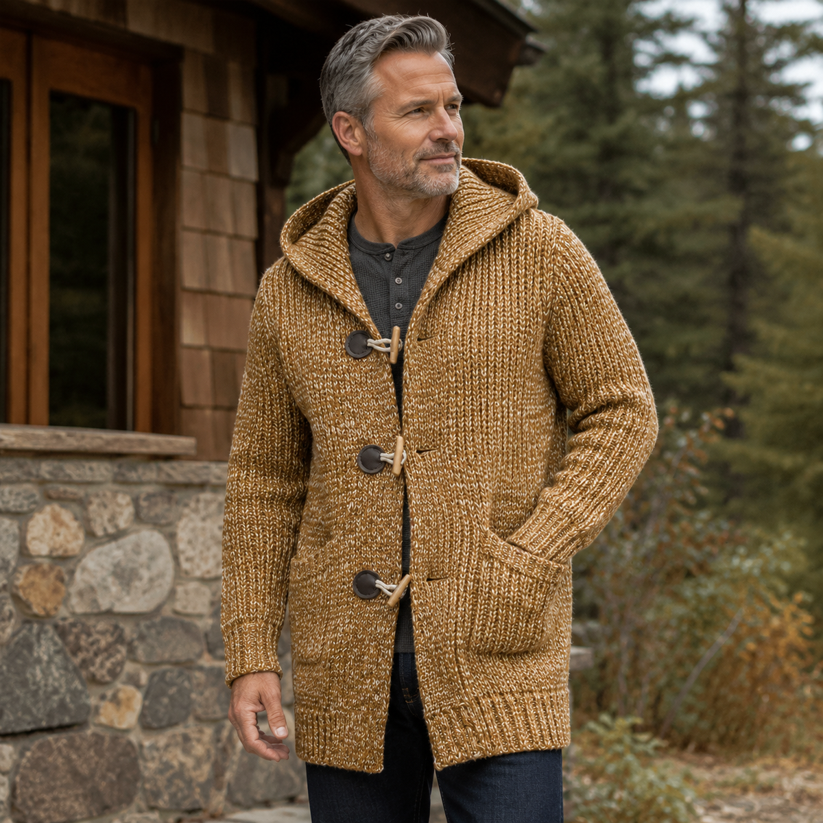 Fergus | Men's Hooded Chunky-Knit Cardigan