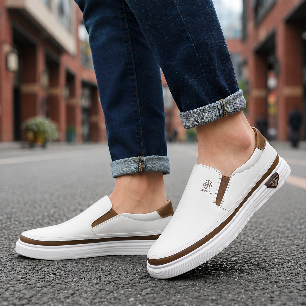 Rory | Men's Leather-Look Slip-On Trainers