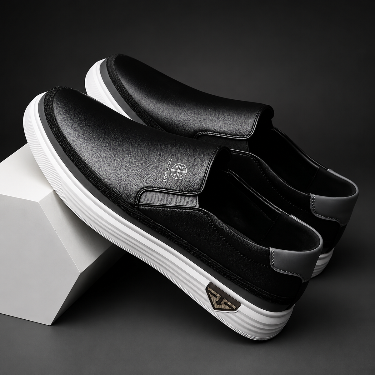 Rory | Men's Leather-Look Slip-On Trainers