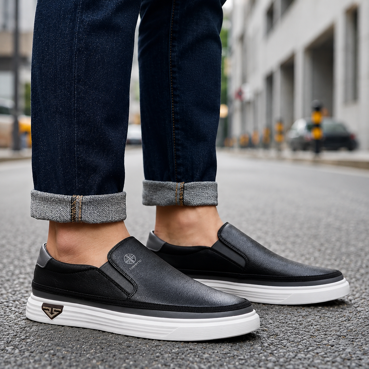 Rory | Men's Leather-Look Slip-On Trainers