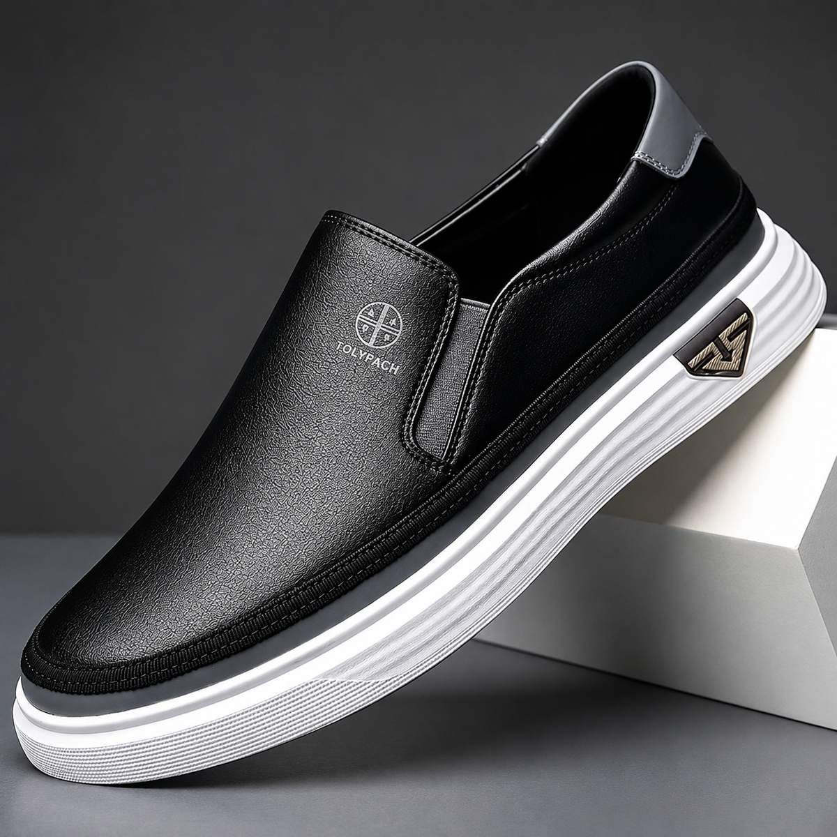 Rory | Men's Leather-Look Slip-On Trainers