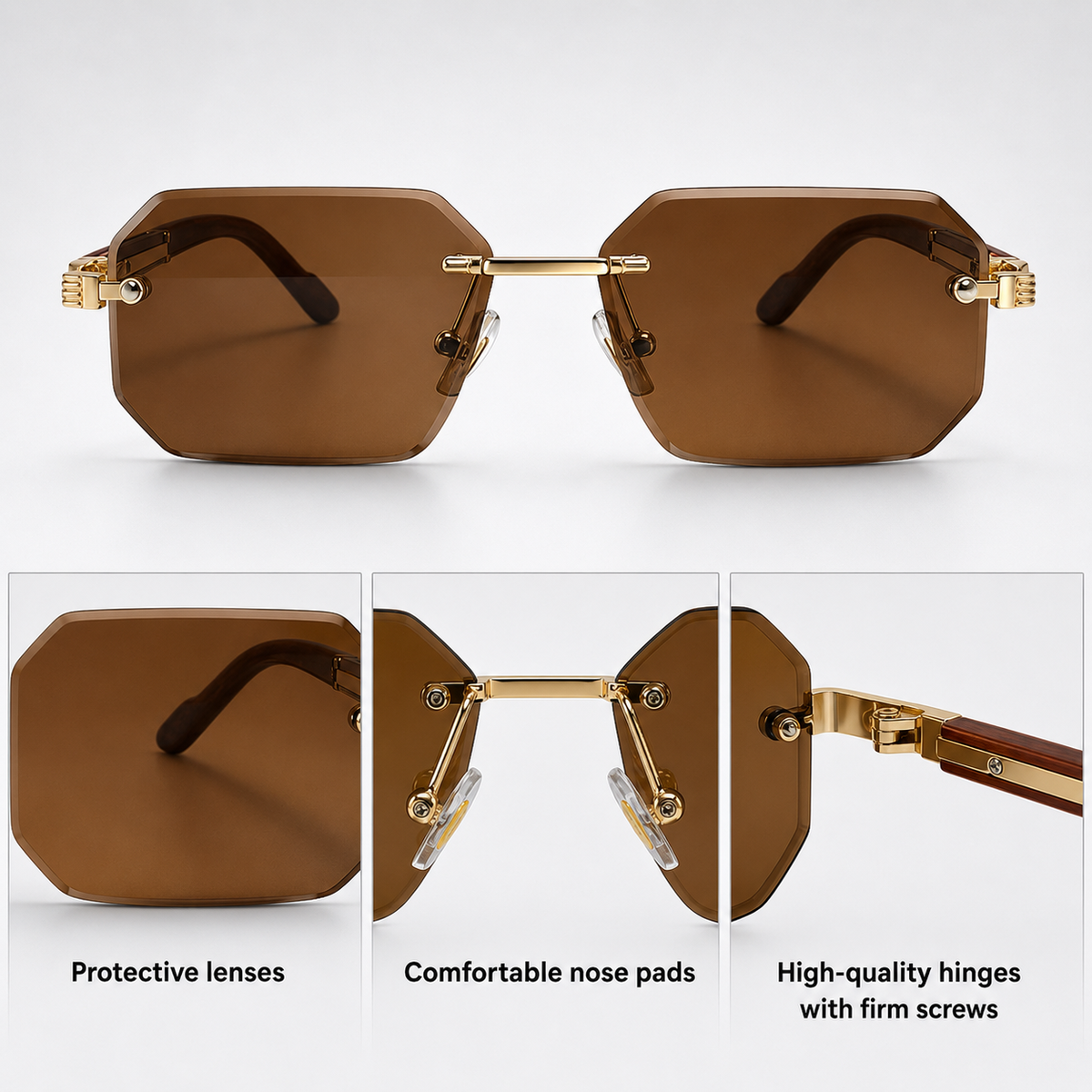 Sebastian | Rimless Polygon Sunglasses