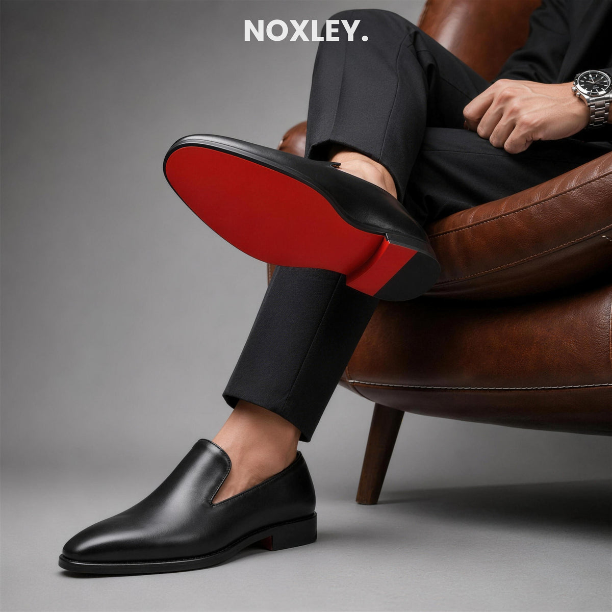 Massimo loafers in Black, styled with tailoring