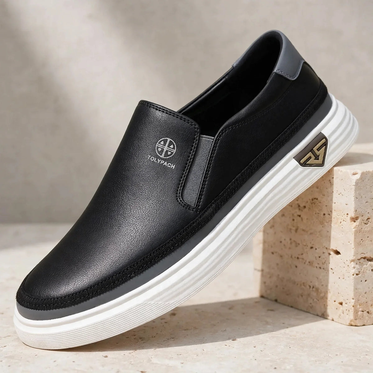 Rory | Men's Leather-Look Slip-On Trainers
