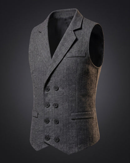 Stanley | Double-Breasted Herringbone Waistcoat