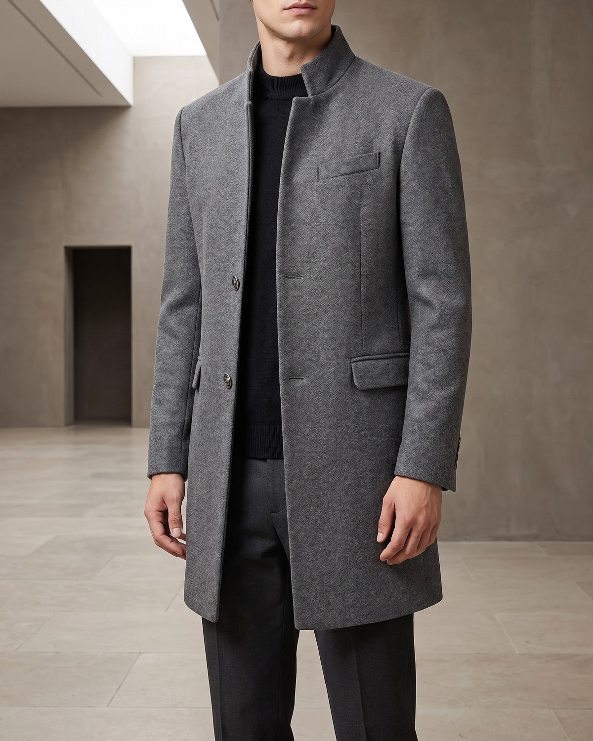 Sergio | Men's Wool-Look Tailored Overcoat