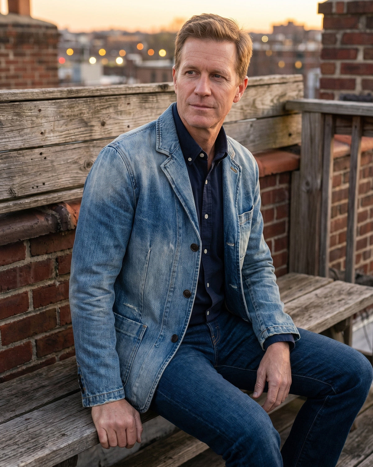 Salvatore | Men's Washed Denim-Look Blazer