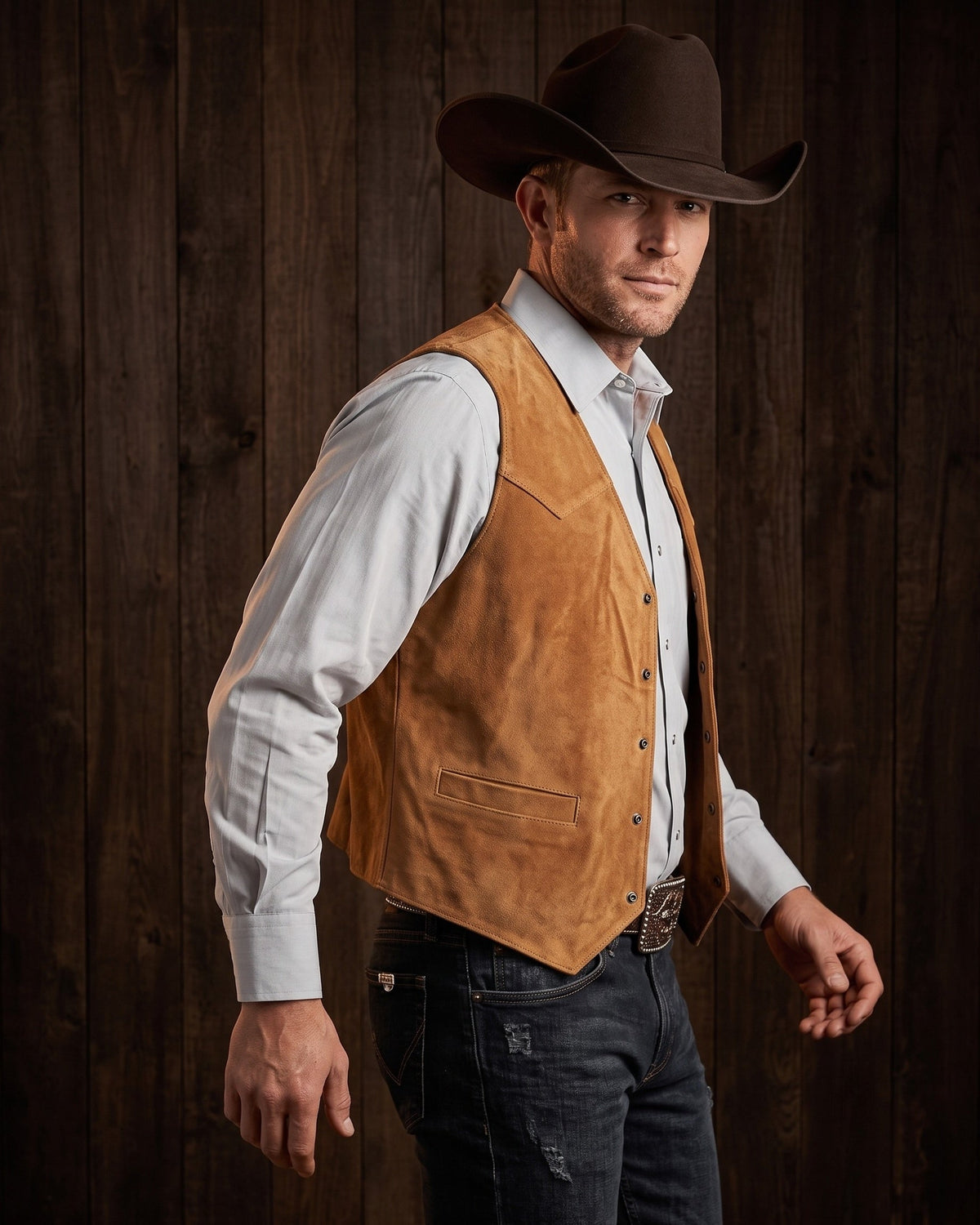 Federico | Men's Suede-Look Western Waistcoat