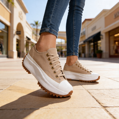 Bonnie chunky platform canvas trainers, texture detail