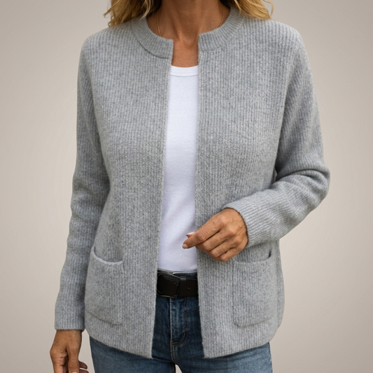 Sabine | Women's Collarless Pocket Cardigan