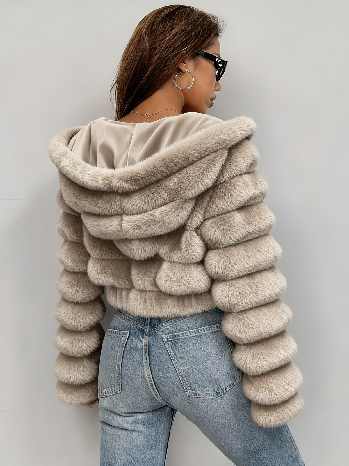Serene | Women's Cropped Faux Fur Hooded Jacket