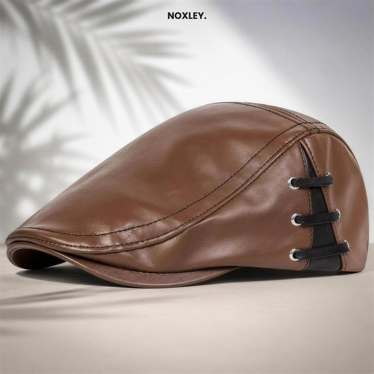 Montague Men's Leather-Look Flat Cap - Light Brown