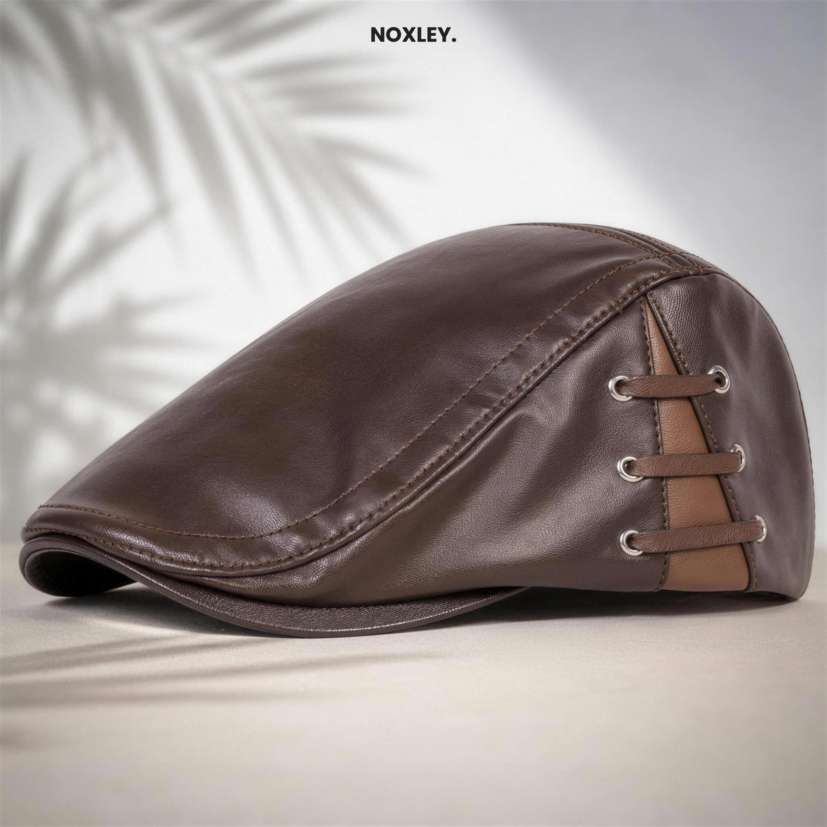 Montague Men's Leather-Look Flat Cap - Dark Brown