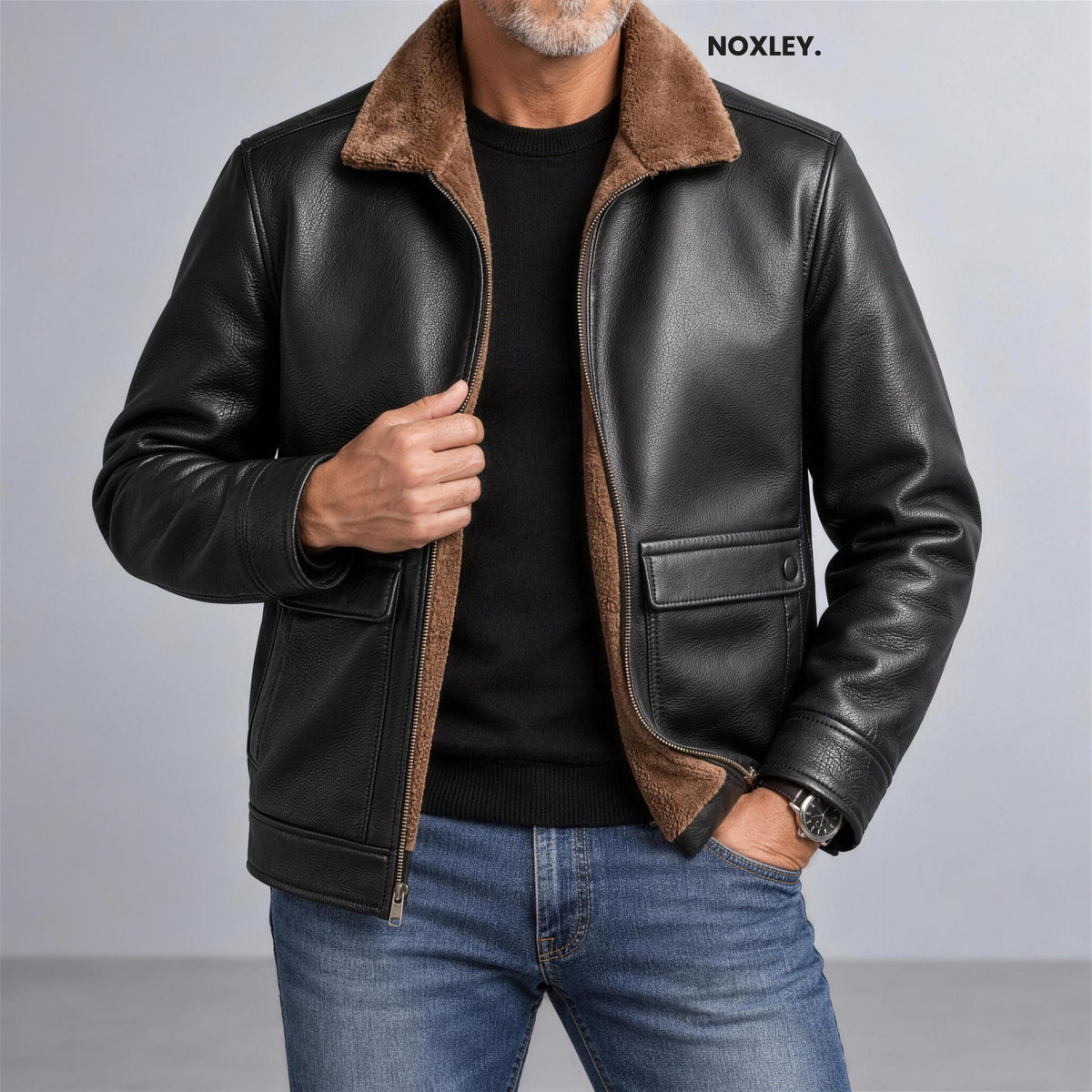 Dominic - Men's Leather-Look Plush-Lined Jacket - image 3