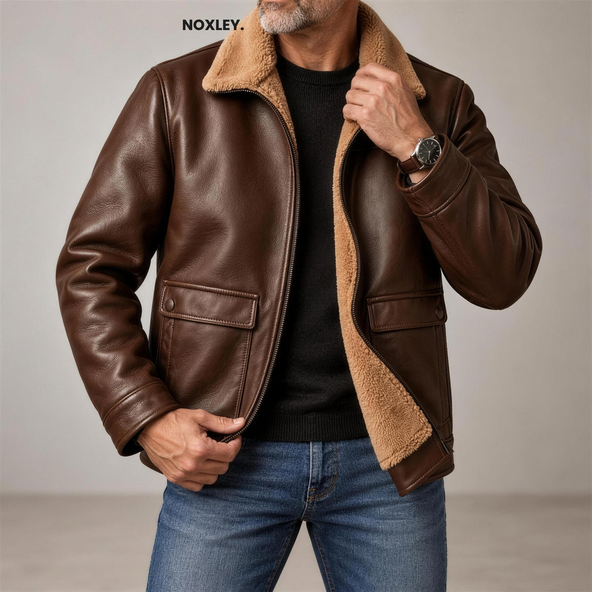 Dominic - Men's Leather-Look Plush-Lined Jacket - image 5