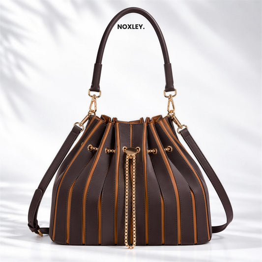 Allegra Women's Pleated Drawstring Bucket Bag - Espresso