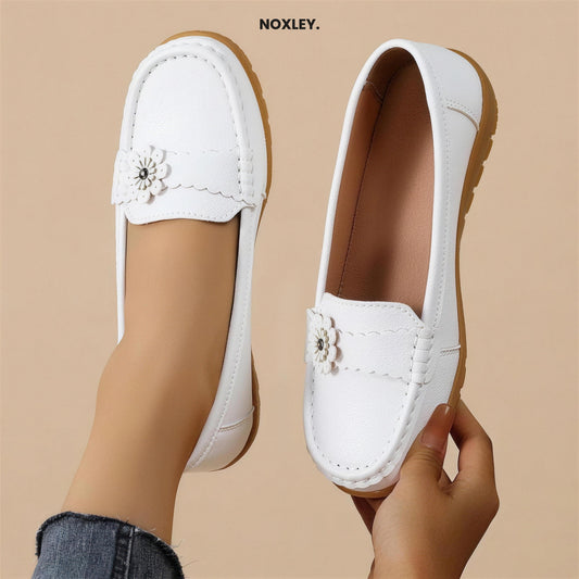 Hazel Women's Soft-Sole Leather-Look Moccasins - White