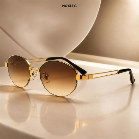 Lionel Oval Metal-Frame Sunglasses - Brown