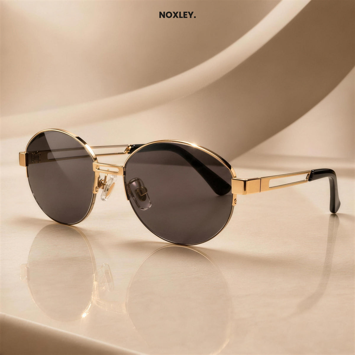Lionel Oval Metal-Frame Sunglasses - Black