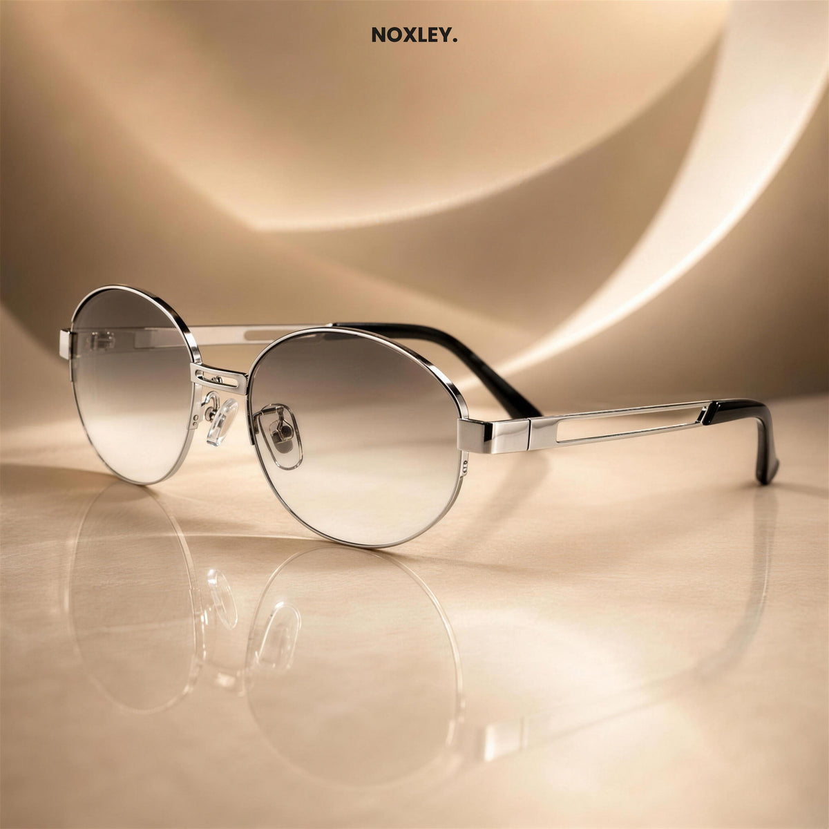 Lionel Oval Metal-Frame Sunglasses - Silver