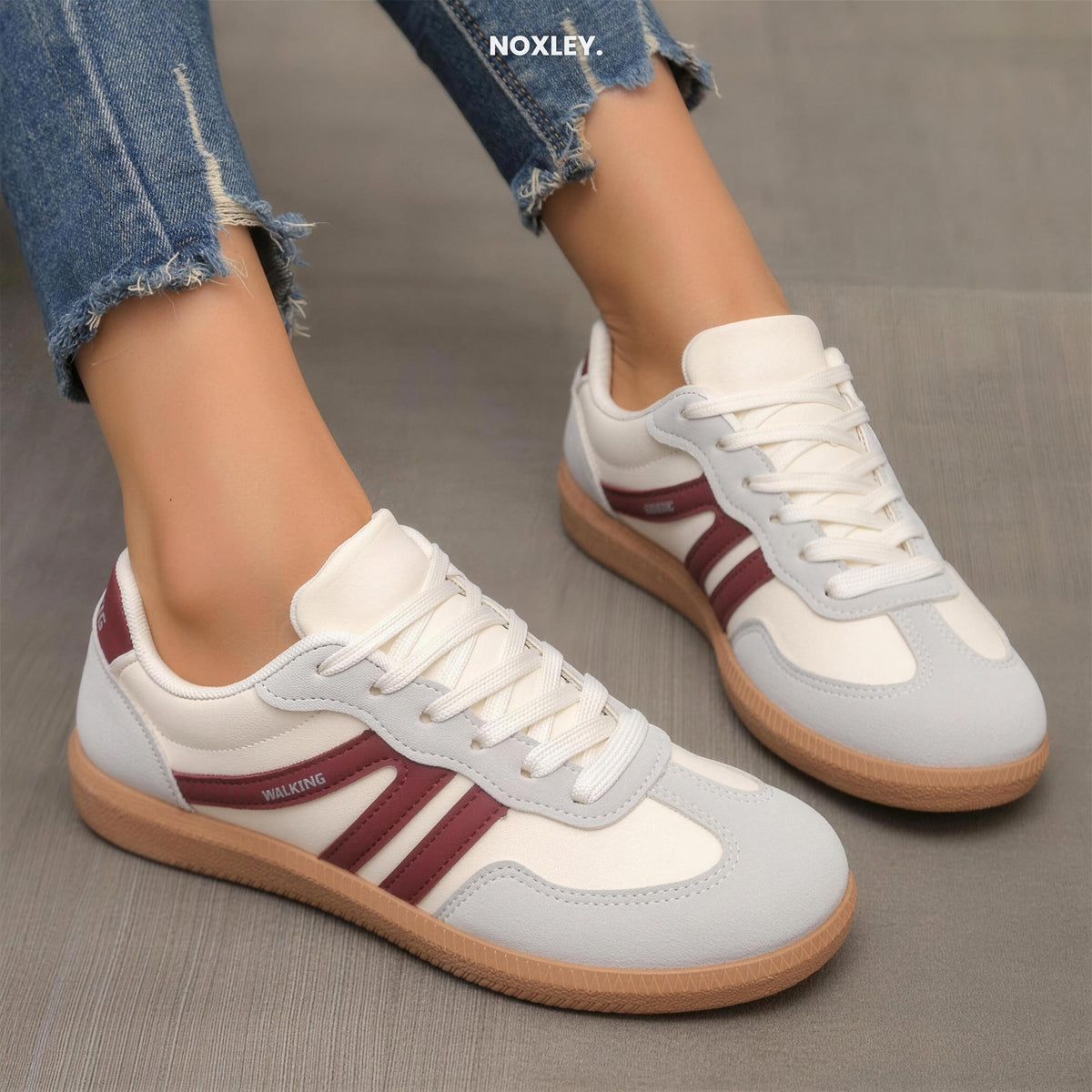 Rosalind Women's Cushioned Walking Trainers - Burgundy