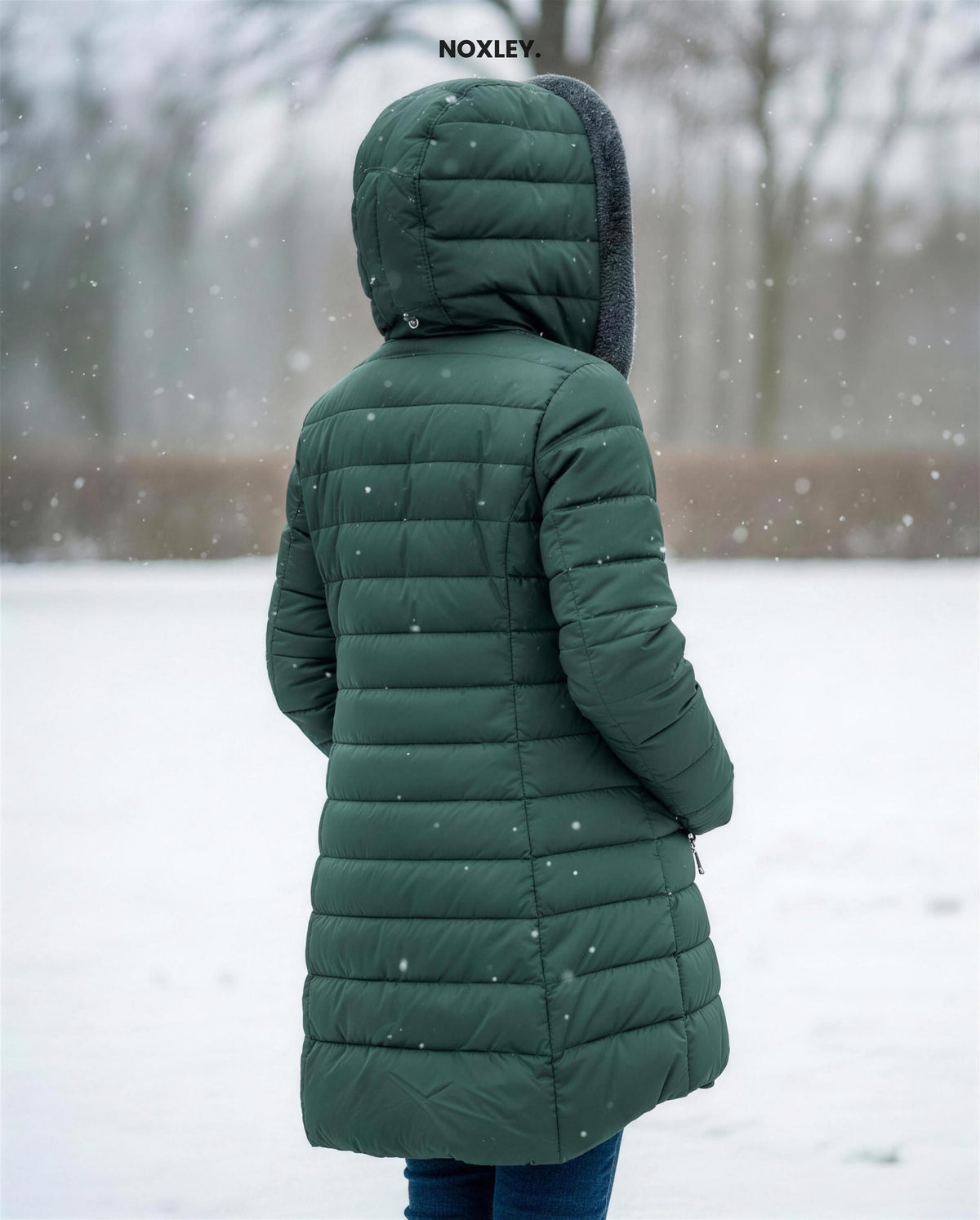 Philippa Women's Fleece-Lined Longline Padded Coat - Dark Green